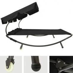 Tectake Bains De Soleil Et Chaises Longues Transat 2 Places Noir -Fauteuils de jardin Soldes Boutique transat 2 places noir 2