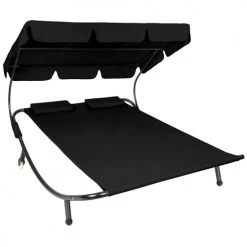 Tectake Bains De Soleil Et Chaises Longues Transat 2 Places Noir