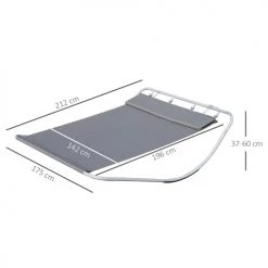 Homcom Bains De Soleil Et Chaises Longues Transat Bain De Soleil à Bascule 2 Places Gris -Fauteuils de jardin Soldes Boutique transat bain de soleil a bascule 2 places gris 2