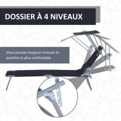 Outsunny Bains De Soleil Et Chaises Longues Transat Bain De Soleil Pliable Grand Confort -Fauteuils de jardin Soldes Boutique transat bain de soleil pliable grand confort 3