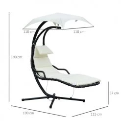 Outsunny Bains De Soleil Et Chaises Longues Transat Bain De Soleil Suspendu Blanc 10 Outsunny Bains De Soleil Et Chaises Longues Transat Bain De Soleil Suspendu Blanc -Fauteuils de jardin Soldes Boutique transat bain de soleil suspendu blanc 2