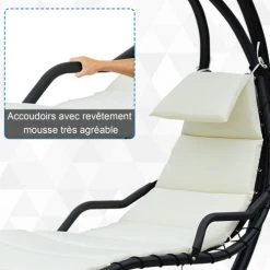 Outsunny Bains De Soleil Et Chaises Longues Transat Bain De Soleil Suspendu Blanc 11 Outsunny Bains De Soleil Et Chaises Longues Transat Bain De Soleil Suspendu Blanc -Fauteuils de jardin Soldes Boutique transat bain de soleil suspendu blanc 3