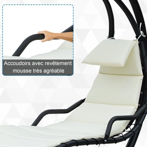 Outsunny Bains De Soleil Et Chaises Longues Transat Bain De Soleil Suspendu Blanc 6 Outsunny Bains De Soleil Et Chaises Longues Transat Bain De Soleil Suspendu Blanc – Image 4