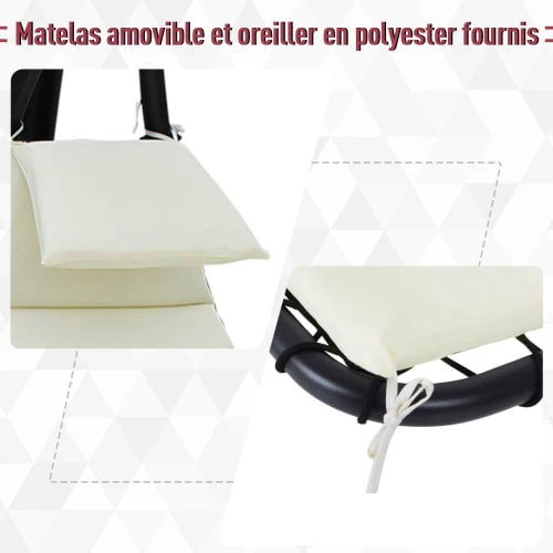 Outsunny Bains De Soleil Et Chaises Longues Transat Bain De Soleil Suspendu Blanc 7 Outsunny Bains De Soleil Et Chaises Longues Transat Bain De Soleil Suspendu Blanc – Image 5