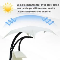 Outsunny Bains De Soleil Et Chaises Longues Transat Bain De Soleil Suspendu Blanc 13 Outsunny Bains De Soleil Et Chaises Longues Transat Bain De Soleil Suspendu Blanc -Fauteuils de jardin Soldes Boutique transat bain de soleil suspendu blanc 5