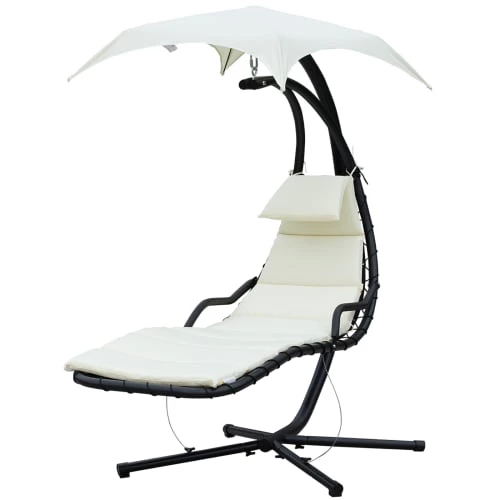 Outsunny Bains De Soleil Et Chaises Longues Transat Bain De Soleil Suspendu Blanc 3 Outsunny Bains De Soleil Et Chaises Longues Transat Bain De Soleil Suspendu Blanc