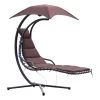 Outsunny Bains De Soleil Et Chaises Longues Transat Bain De Soleil Suspendu Marron -Fauteuils de jardin Soldes Boutique transat bain de soleil suspendu marron