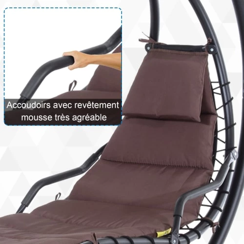 Outsunny Bains De Soleil Et Chaises Longues Transat Bain De Soleil Suspendu Marron 6 Outsunny Bains De Soleil Et Chaises Longues Transat Bain De Soleil Suspendu Marron – Image 4