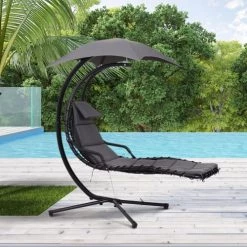 Outsunny Bains De Soleil Et Chaises Longues Transat Bain De Soleil Suspendu Noir Et Gris Foncé 9 Outsunny Bains De Soleil Et Chaises Longues Transat Bain De Soleil Suspendu Noir Et Gris Foncé -Fauteuils de jardin Soldes Boutique transat bain de soleil suspendu noir et gris fonce 1