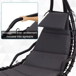 Outsunny Bains De Soleil Et Chaises Longues Transat Bain De Soleil Suspendu Noir Et Gris Foncé 11 Outsunny Bains De Soleil Et Chaises Longues Transat Bain De Soleil Suspendu Noir Et Gris Foncé -Fauteuils de jardin Soldes Boutique transat bain de soleil suspendu noir et gris fonce 3