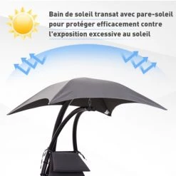 Outsunny Bains De Soleil Et Chaises Longues Transat Bain De Soleil Suspendu Noir Et Gris Foncé 13 Outsunny Bains De Soleil Et Chaises Longues Transat Bain De Soleil Suspendu Noir Et Gris Foncé -Fauteuils de jardin Soldes Boutique transat bain de soleil suspendu noir et gris fonce 5