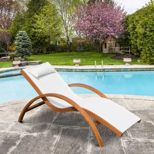 Outsunny Bains De Soleil Et Chaises Longues Transat Bois Massif Naturel Beige Blanc 4 Outsunny Bains De Soleil Et Chaises Longues Transat Bois Massif Naturel Beige Blanc – Image 2