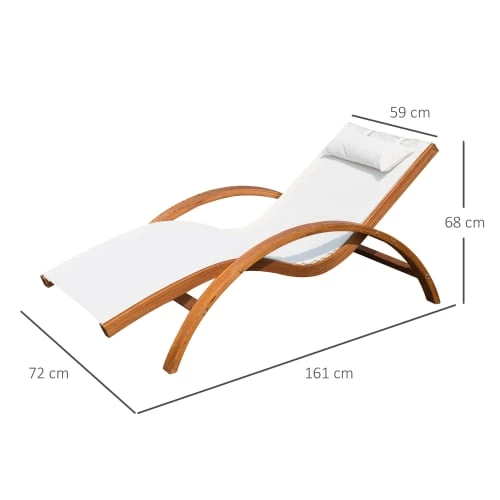 Outsunny Bains De Soleil Et Chaises Longues Transat Bois Massif Naturel Beige Blanc 5 Outsunny Bains De Soleil Et Chaises Longues Transat Bois Massif Naturel Beige Blanc – Image 3