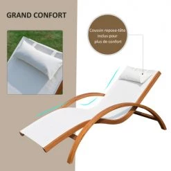 Outsunny Bains De Soleil Et Chaises Longues Transat Bois Massif Naturel Beige Blanc 12 Outsunny Bains De Soleil Et Chaises Longues Transat Bois Massif Naturel Beige Blanc -Fauteuils de jardin Soldes Boutique transat bois massif naturel beige blanc 4