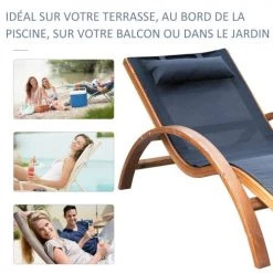 Outsunny Bains De Soleil Et Chaises Longues Transat Bois Massif Naturel Beige Noir 13 Outsunny Bains De Soleil Et Chaises Longues Transat Bois Massif Naturel Beige Noir -Fauteuils de jardin Soldes Boutique transat bois massif naturel beige noir 5