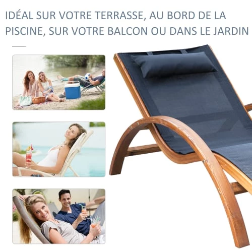 Outsunny Bains De Soleil Et Chaises Longues Transat Bois Massif Naturel Beige Noir 8 Outsunny Bains De Soleil Et Chaises Longues Transat Bois Massif Naturel Beige Noir – Image 6