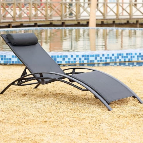 Concept Usine Bains De Soleil Et Chaises Longues Transat Empilable Et Ajustable En Aluminium Noir 4 Concept Usine Bains De Soleil Et Chaises Longues Transat Empilable Et Ajustable En Aluminium Noir – Image 2
