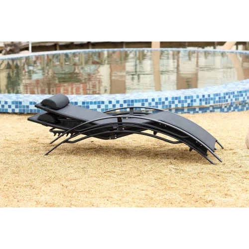 Concept Usine Bains De Soleil Et Chaises Longues Transat Empilable Et Ajustable En Aluminium Noir 6 Concept Usine Bains De Soleil Et Chaises Longues Transat Empilable Et Ajustable En Aluminium Noir – Image 4