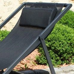 Gecko Jardin Bains De Soleil Et Chaises Longues Transat En Aluminium Anthracite Et Textilène Noir -Fauteuils de jardin Soldes Boutique transat en aluminium anthracite et textilene noir 2
