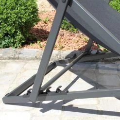Gecko Jardin Bains De Soleil Et Chaises Longues Transat En Aluminium Anthracite Et Textilène Noir -Fauteuils de jardin Soldes Boutique transat en aluminium anthracite et textilene noir 3