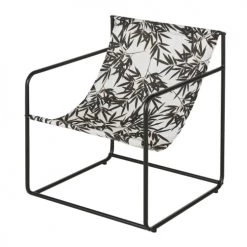Maisons Du Monde Fauteuils De Jardin Transat En Toile Enduite Motif Végétal Noir Et Blanc Imprimé Et Acier Noir