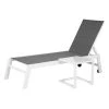 Happy Garden Bains De Soleil Et Chaises Longues Transat Et Table D'appoint En Textilène Gris Aluminium Blanc -Fauteuils de jardin Soldes Boutique transat et table d appoint en textilene gris aluminium blanc