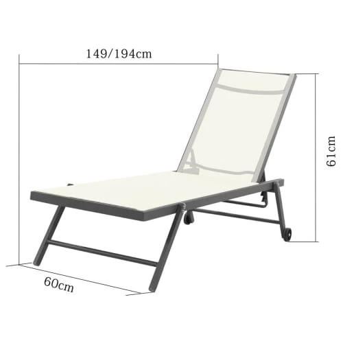 Avril Paris Bains De Soleil Et Chaises Longues Transat Inclinable En Textilène Argenté Et Beige 7 Avril Paris Bains De Soleil Et Chaises Longues Transat Inclinable En Textilène Argenté Et Beige – Image 5
