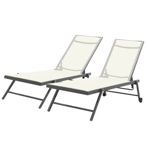 Avril Paris Bains De Soleil Et Chaises Longues Transat Inclinable En Textilène Argenté Et Beige 3 Avril Paris Bains De Soleil Et Chaises Longues Transat Inclinable En Textilène Argenté Et Beige