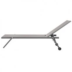 Avril Paris Bains De Soleil Et Chaises Longues Transat Inclinable En Textilène Argenté Et Taupe -Fauteuils de jardin Soldes Boutique transat inclinable en textilene argente et taupe 3