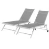 Avril Paris Bains De Soleil Et Chaises Longues Transat Inclinable En Textilène Gris Clair Et Blanc -Fauteuils de jardin Soldes Boutique transat inclinable en textilene gris clair et blanc 2