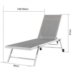 Avril Paris Bains De Soleil Et Chaises Longues Transat Inclinable En Textilène Gris Clair Et Blanc -Fauteuils de jardin Soldes Boutique transat inclinable en textilene gris clair et blanc 5
