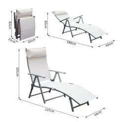 Outsunny Bains De Soleil Et Chaises Longues Transat Inclinable Multi-positions Pliable Blanc -Fauteuils de jardin Soldes Boutique transat inclinable multi positions pliable blanc 2