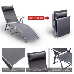 Outsunny Bains De Soleil Et Chaises Longues Transat Inclinable Multi-positions Pliable Gris 11 Outsunny Bains De Soleil Et Chaises Longues Transat Inclinable Multi-positions Pliable Gris -Fauteuils de jardin Soldes Boutique transat inclinable multi positions pliable gris 3