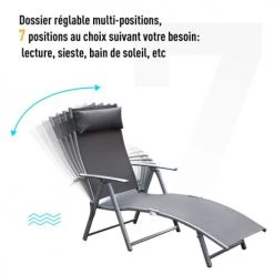 Outsunny Bains De Soleil Et Chaises Longues Transat Inclinable Multi-positions Pliable Gris 12 Outsunny Bains De Soleil Et Chaises Longues Transat Inclinable Multi-positions Pliable Gris -Fauteuils de jardin Soldes Boutique transat inclinable multi positions pliable gris 4