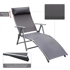 Outsunny Bains De Soleil Et Chaises Longues Transat Inclinable Multi-positions Pliable Gris 13 Outsunny Bains De Soleil Et Chaises Longues Transat Inclinable Multi-positions Pliable Gris -Fauteuils de jardin Soldes Boutique transat inclinable multi positions pliable gris 5