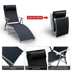 Outsunny Bains De Soleil Et Chaises Longues Transat Inclinable Multi-positions Pliable Noir 11 Outsunny Bains De Soleil Et Chaises Longues Transat Inclinable Multi-positions Pliable Noir -Fauteuils de jardin Soldes Boutique transat inclinable multi positions pliable noir 3