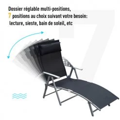 Outsunny Bains De Soleil Et Chaises Longues Transat Inclinable Multi-positions Pliable Noir 12 Outsunny Bains De Soleil Et Chaises Longues Transat Inclinable Multi-positions Pliable Noir -Fauteuils de jardin Soldes Boutique transat inclinable multi positions pliable noir 4
