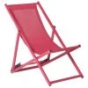 Beliani Bains De Soleil Et Chaises Longues Transat Pliable En Aluminium Et Polyester Rouge -Fauteuils de jardin Soldes Boutique transat pliable en aluminium et polyester rouge