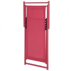 Beliani Bains De Soleil Et Chaises Longues Transat Pliable En Aluminium Et Polyester Rouge -Fauteuils de jardin Soldes Boutique transat pliable en aluminium et polyester rouge 3