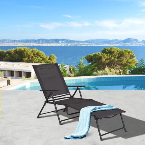 Outsunny Bains De Soleil Et Chaises Longues Transat Pliable Inclinable 5 Positions Métal époxy Textilène 4 Outsunny Bains De Soleil Et Chaises Longues Transat Pliable Inclinable 5 Positions Métal époxy Textilène – Image 2