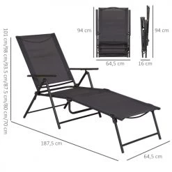 Outsunny Bains De Soleil Et Chaises Longues Transat Pliable Inclinable 5 Positions Métal époxy Textilène 10 Outsunny Bains De Soleil Et Chaises Longues Transat Pliable Inclinable 5 Positions Métal époxy Textilène -Fauteuils de jardin Soldes Boutique transat pliable inclinable 5 positions metal epoxy textilene 2