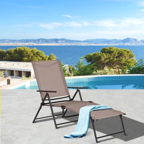 Outsunny Bains De Soleil Et Chaises Longues Transat Pliable Inclinable 5 Positions Métal époxy Textilène 4 Outsunny Bains De Soleil Et Chaises Longues Transat Pliable Inclinable 5 Positions Métal époxy Textilène – Image 2